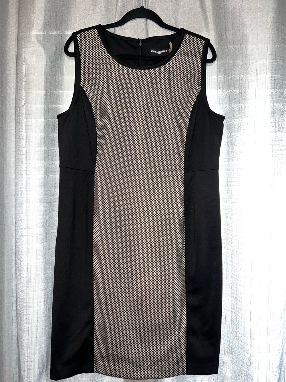 Karl Lagerfeld Paris Black Mesh Panel Dress Size 16 NWT